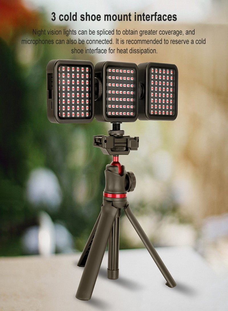 ORDRO  LN-5 Mini IR Night Vision Light Infrared Photography Light for Video Camera Camcorder 56 Light Beads Built-in Rechargeable Battery with 3 Cold Shoe Mounts 1/4in Threaded Holes for Vlog Video - Image 5